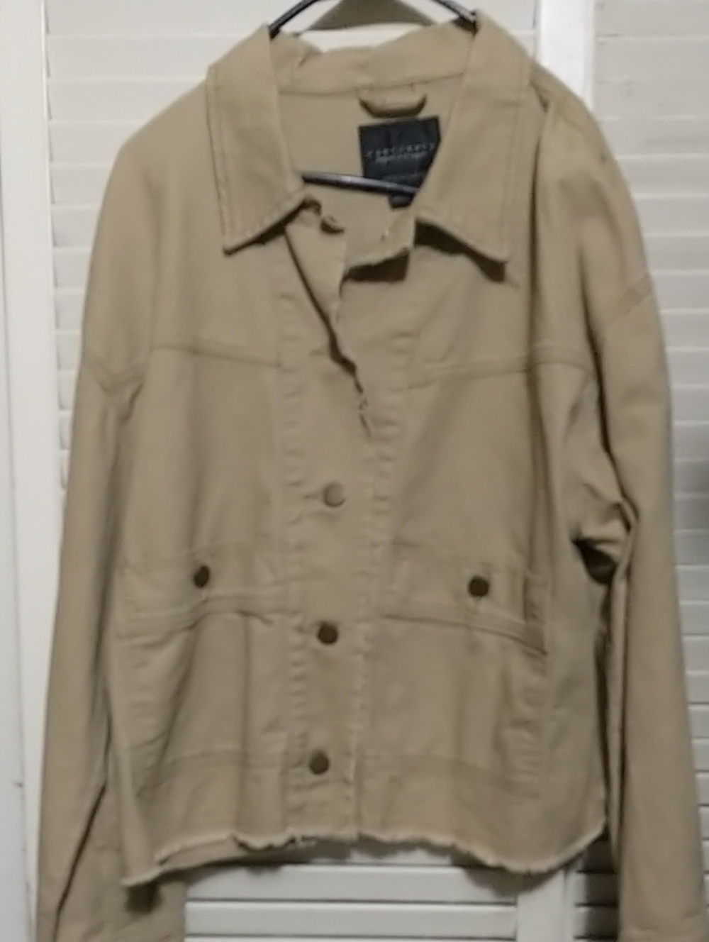 NWT Sanctuary Women's metal button Beige denim twill Jacket long sleeve sz 1X